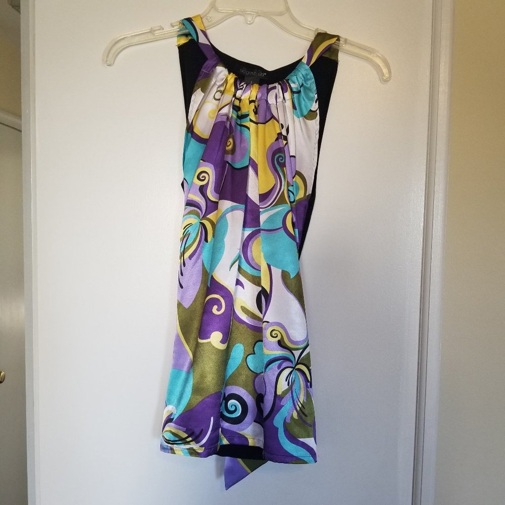 August Silk Multi Color Sleeveles Top (size S)